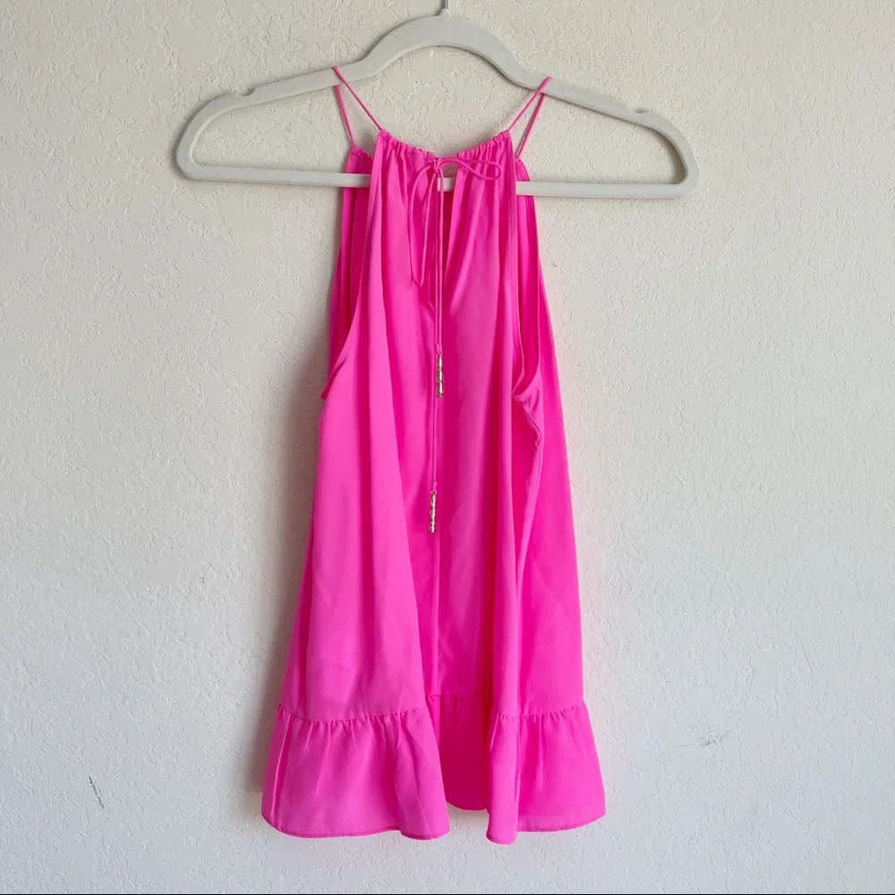 Lilly Pulitzer Sleeveless Silk Pink Tank Halter Groovy Millie - Picture 4 of 4